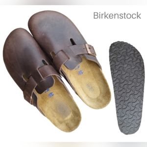 Birkenstock 46 Boston Habana Oiled Brown Leather Clog Birkie Men 13 Shoe 13.5